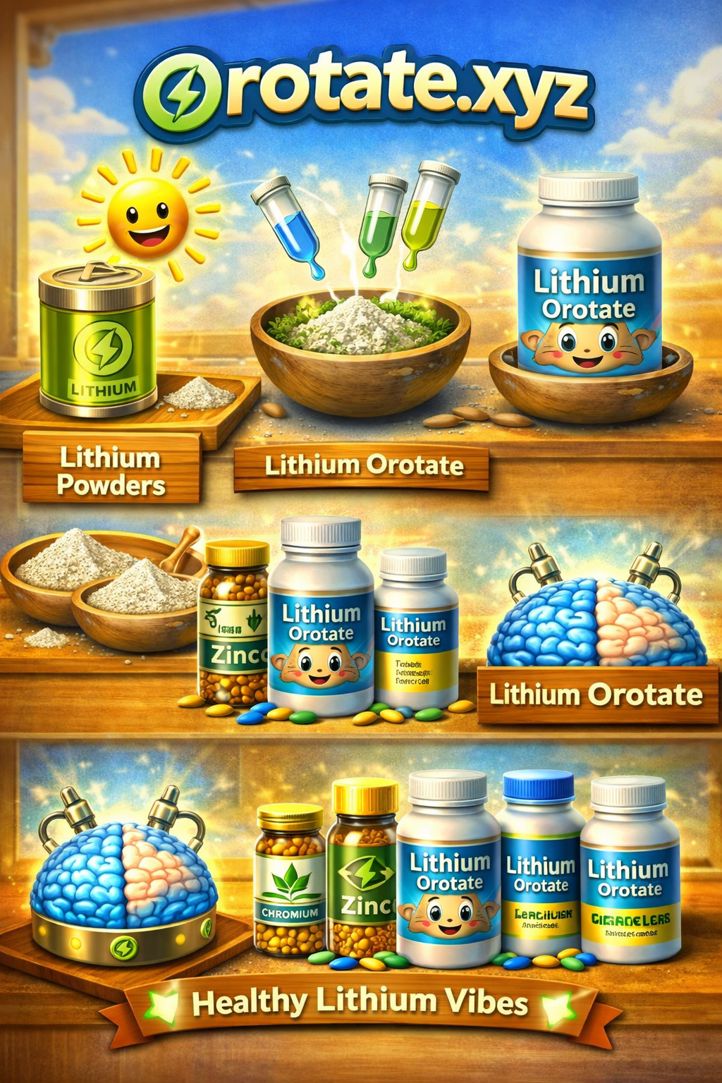 Lithium orotate supplements for human brain health